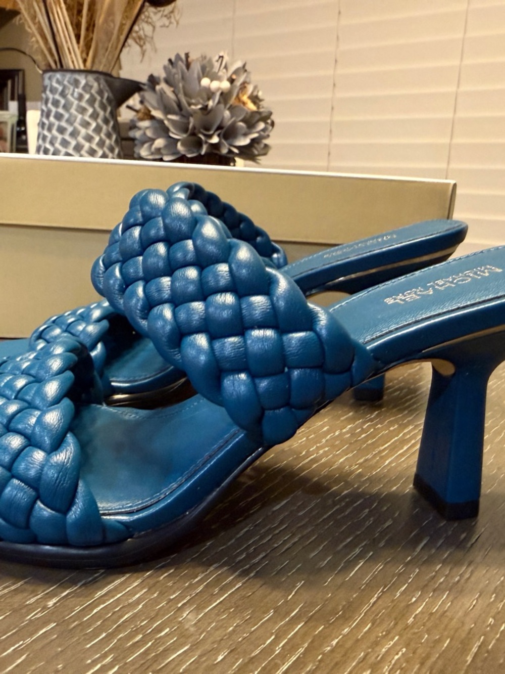Michael Kors Braided Leather Slide Sandals in Blue - Picture 4 of 7